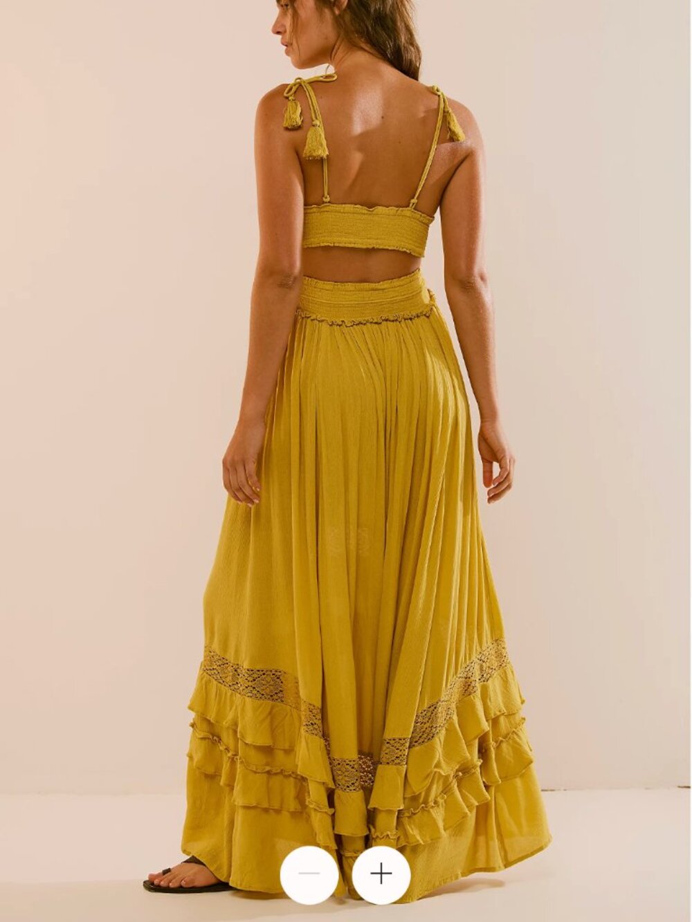 Free People Santa Maria Maxi Dress Mossy Gold Mustard Yellow Medium - Picture 3 of 7